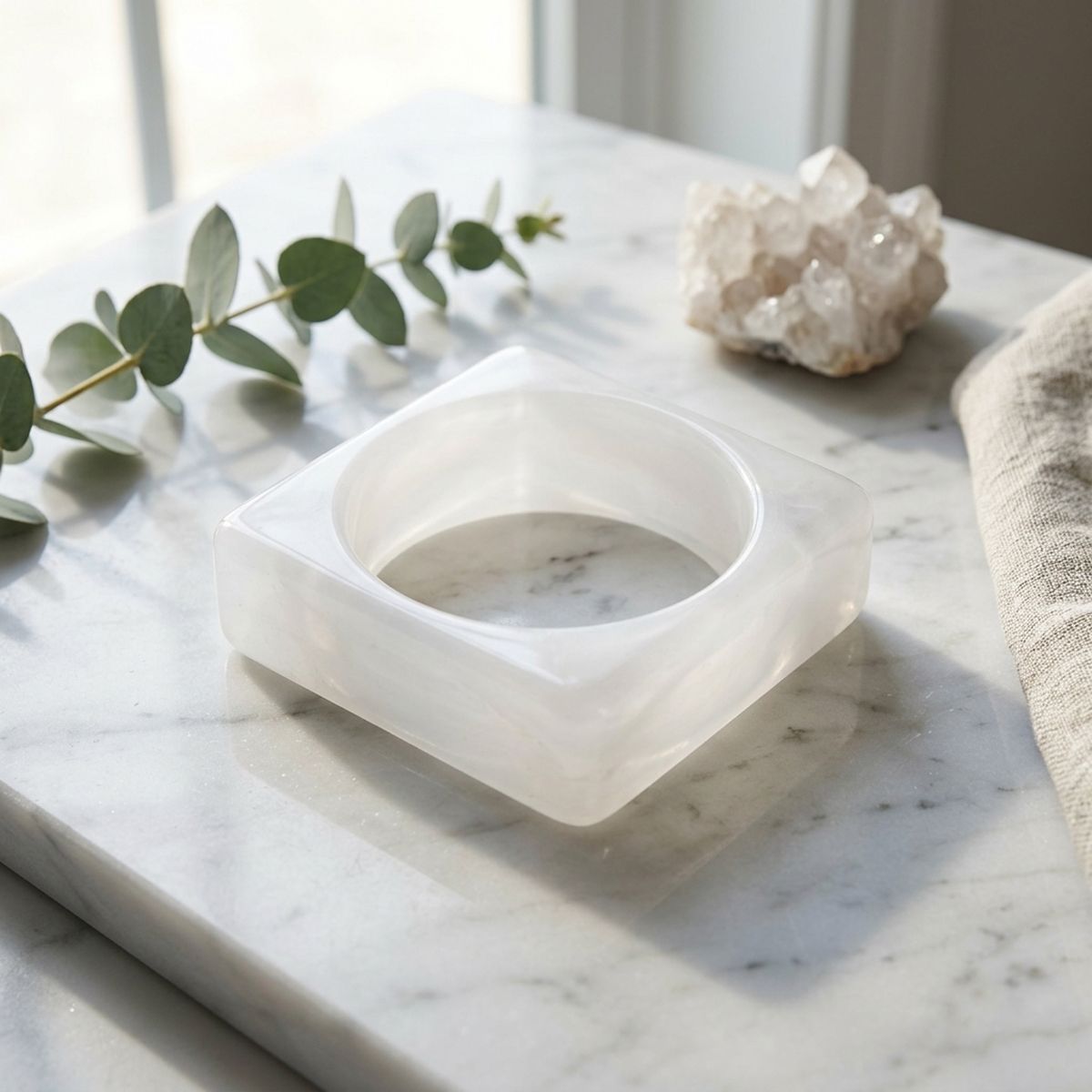 Bangle White Marbled Square Retro Bracelet
