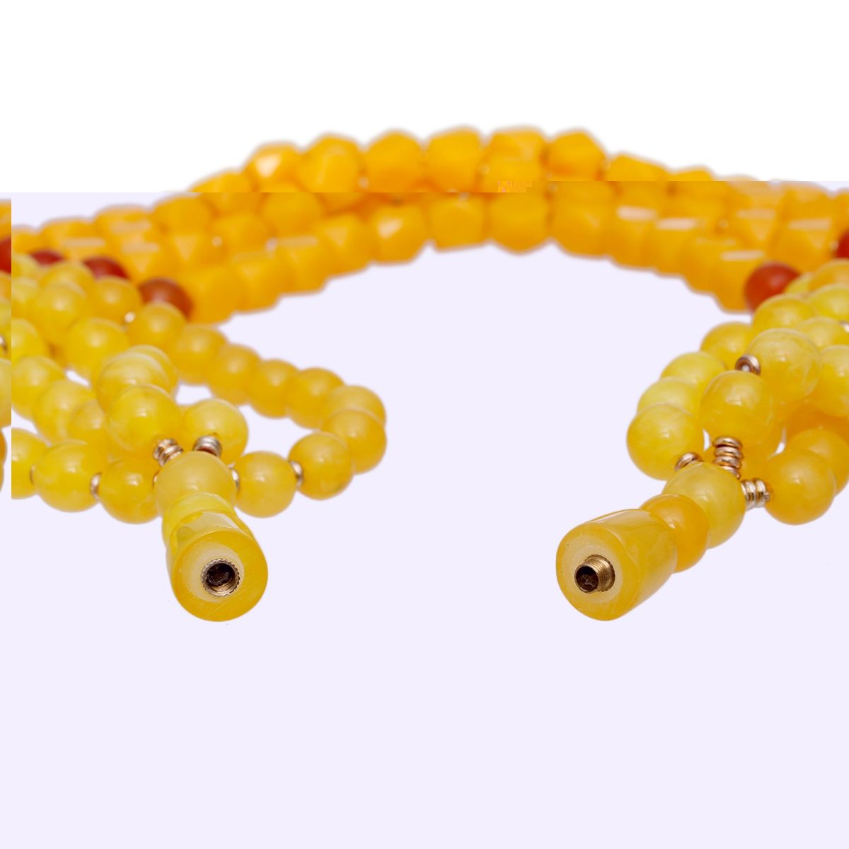 Glass Bead Yellow 4 Strand Tribal Layered Necklace
