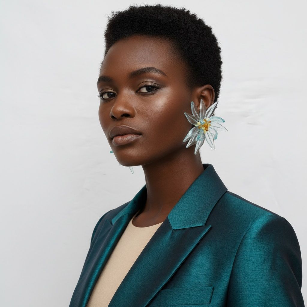 Stud Aqua Tropical Flower Oversized Petal Earrings