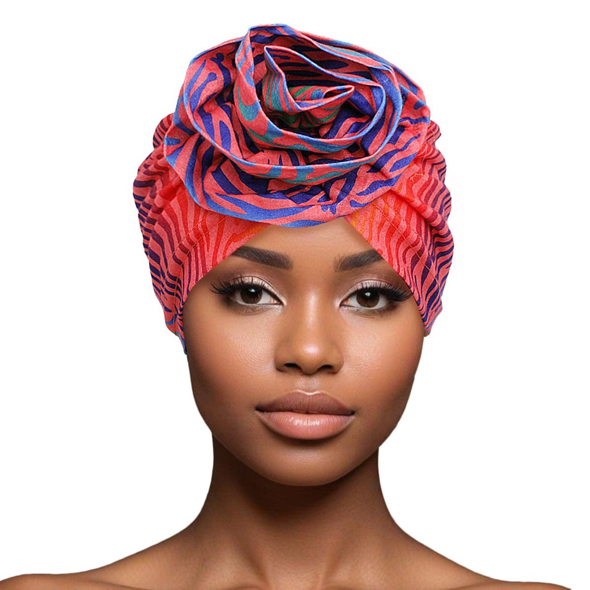 Turban Pre-Tied Flower Pink Ombre Zebra for Women
