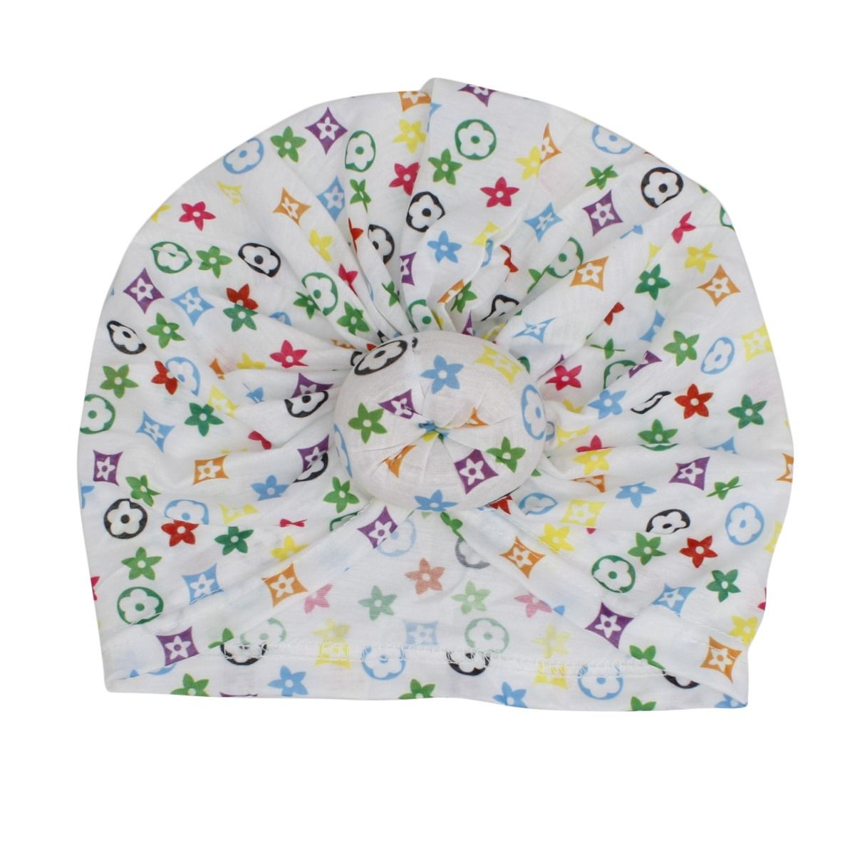 Turban Pre-Tied Donut White Monogram Print Women