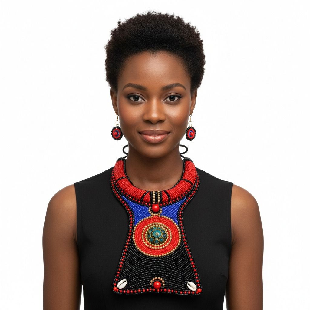 Handmade Tribal Beaded Collar Long Bib Necklace