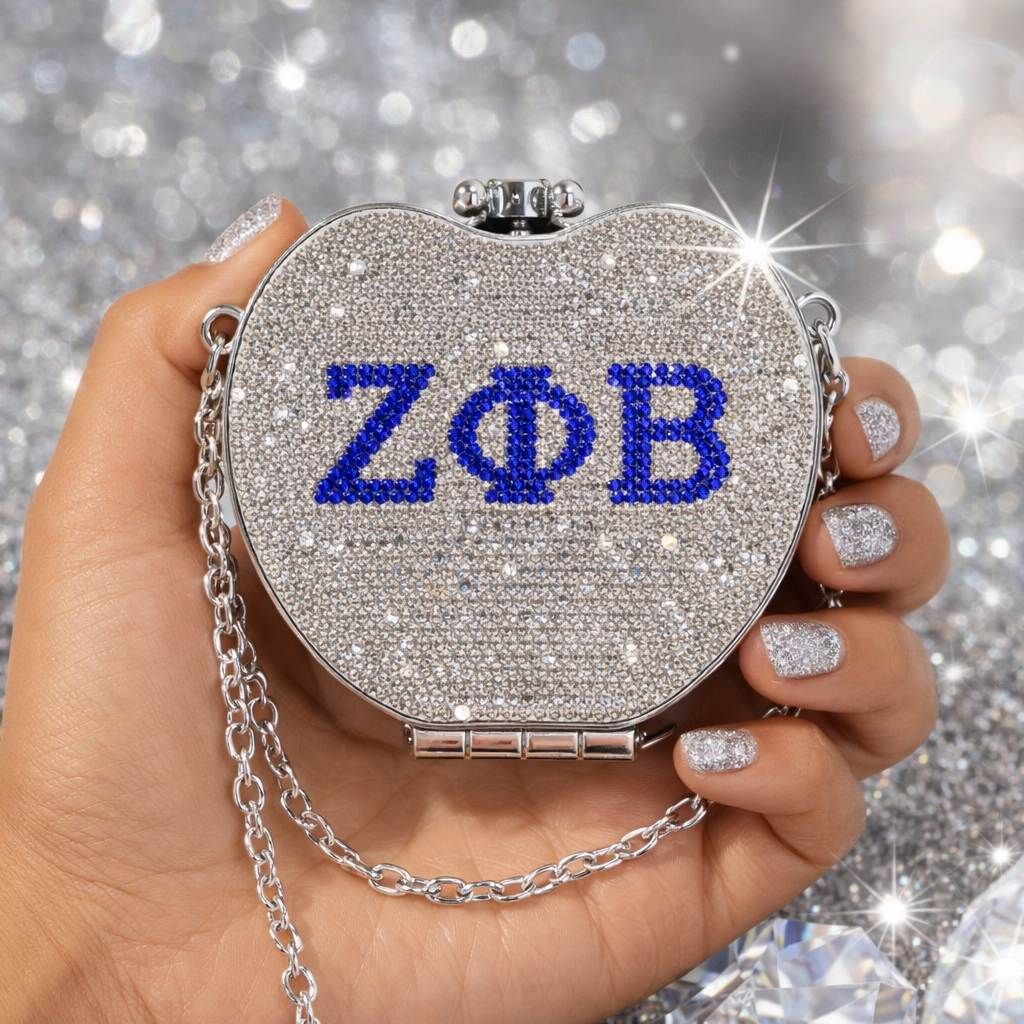 ZPB Mini Rhinestone Heart Crossbody Compact