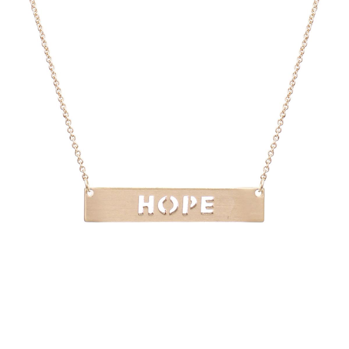 Gold Cutout HOPE Plate Necklace
