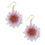 Purple Dried Sunflower Earrings