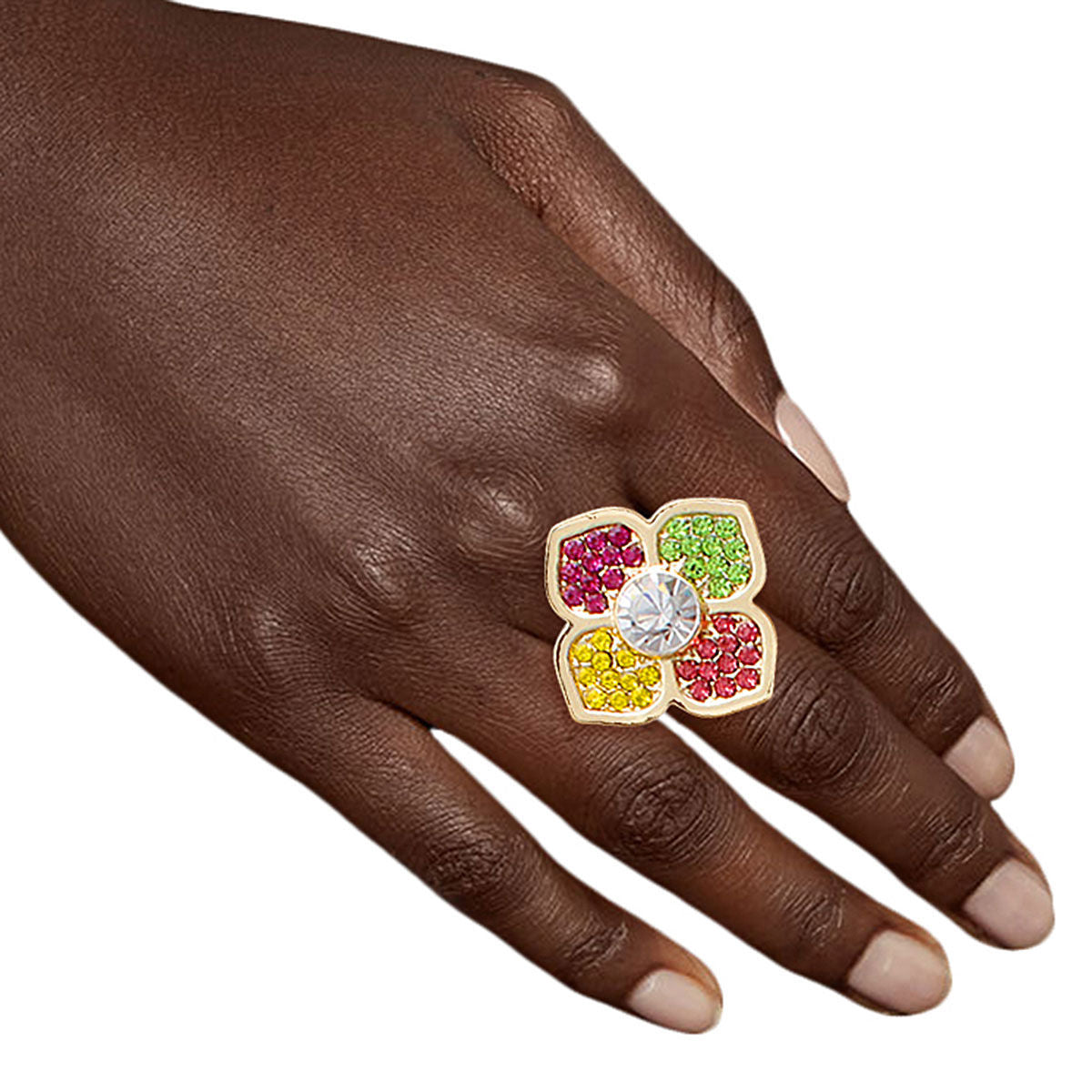 Multi Color Luxury French Designer Flower Ring