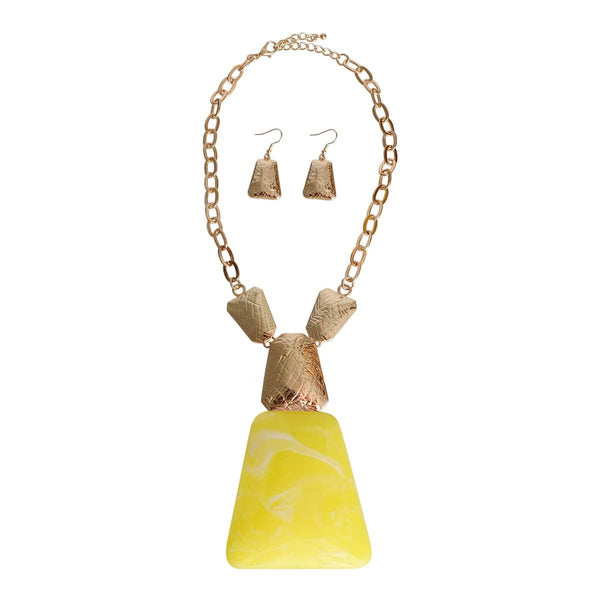 Yellow Marbled Cable Chain Necklace