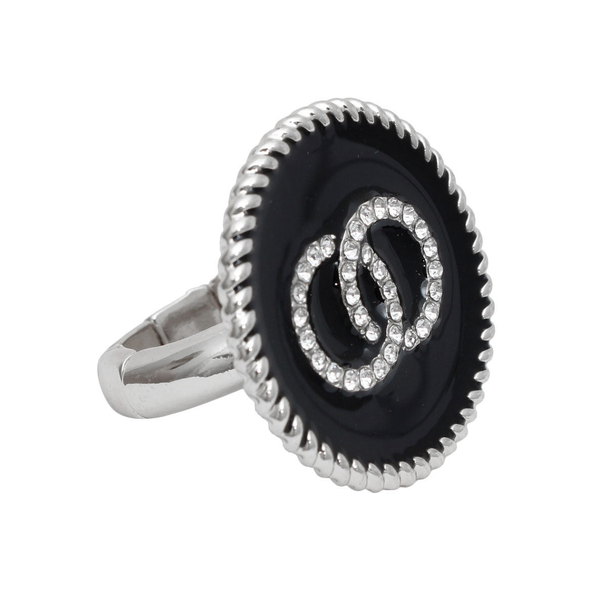 Black Infinity Charm Silver Ring