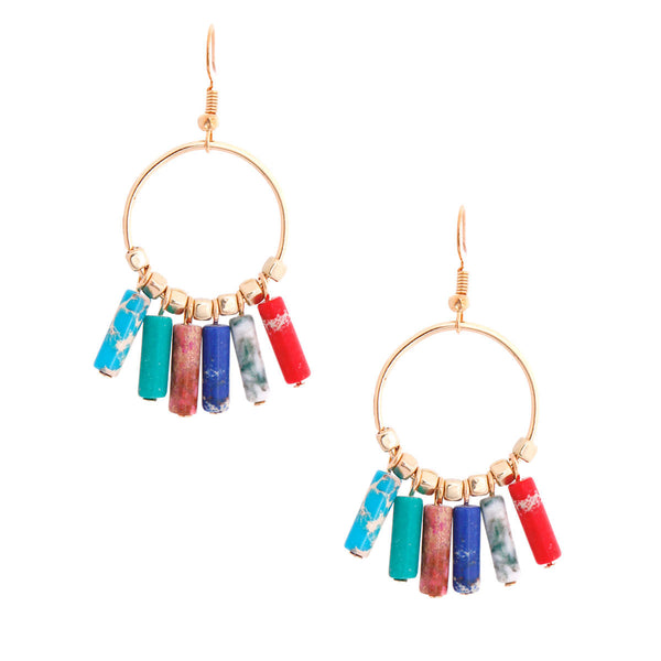 Multi Color Marble Bead Earrings