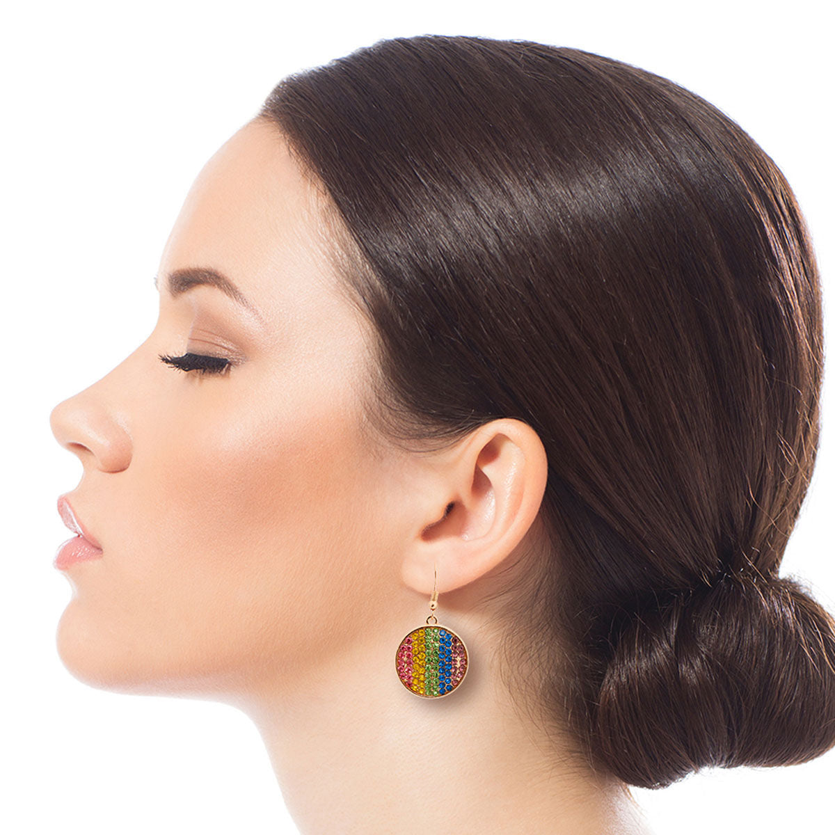 Rainbow Stripe Disc Earrings