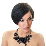 Black Rose Chunky Collar Gold Necklace