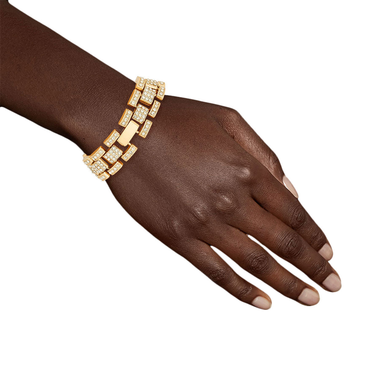 Iced Gold Watch Band Chain Bracelet