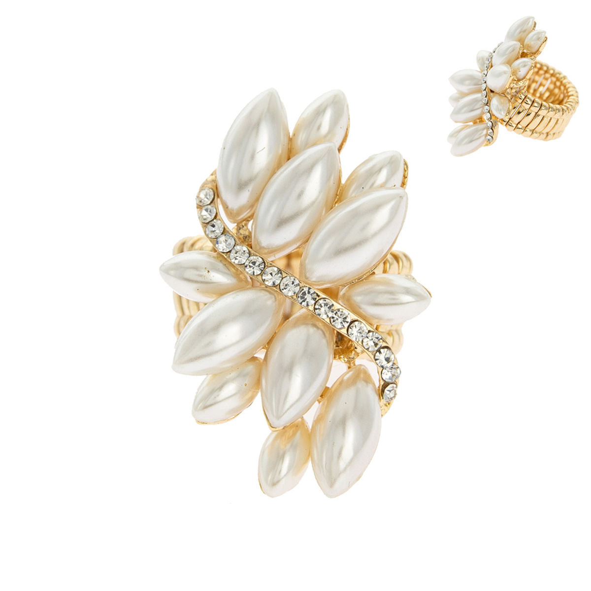 Cream Marquise Pearl Ring
