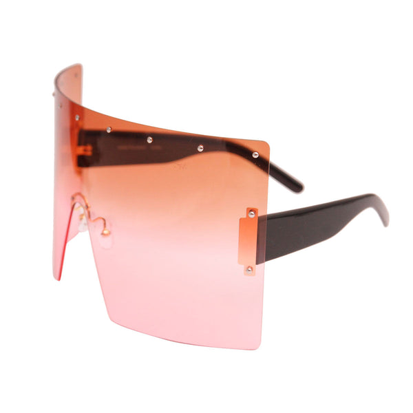 Brown Flat Top Shield Sunglasses