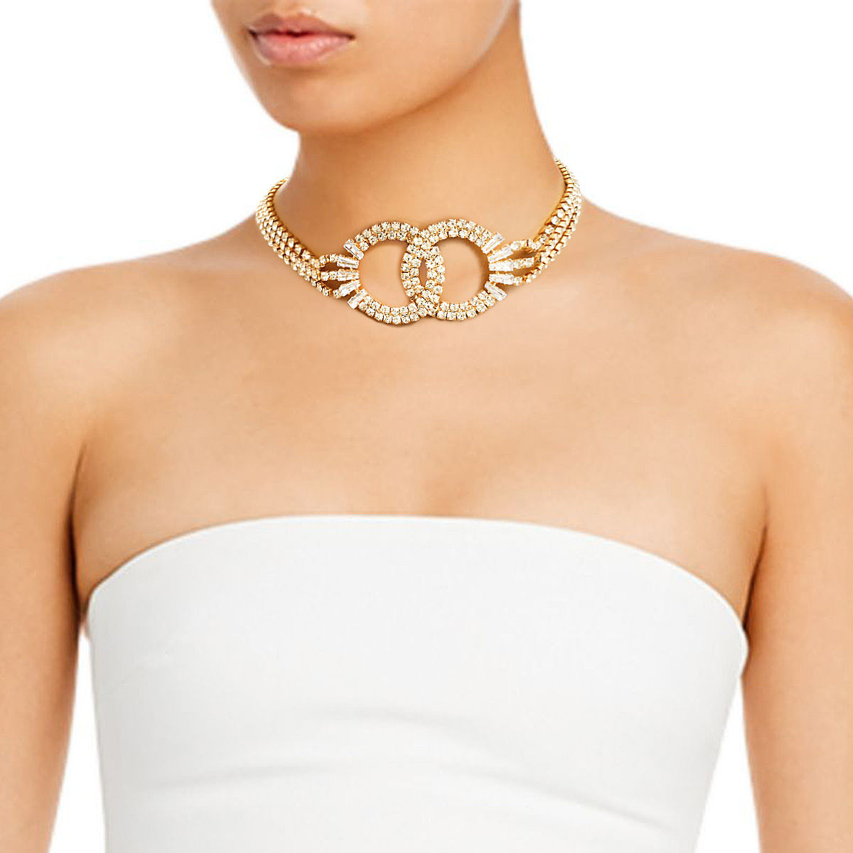 Gold 4 Row Pave Infinity Link Choker
