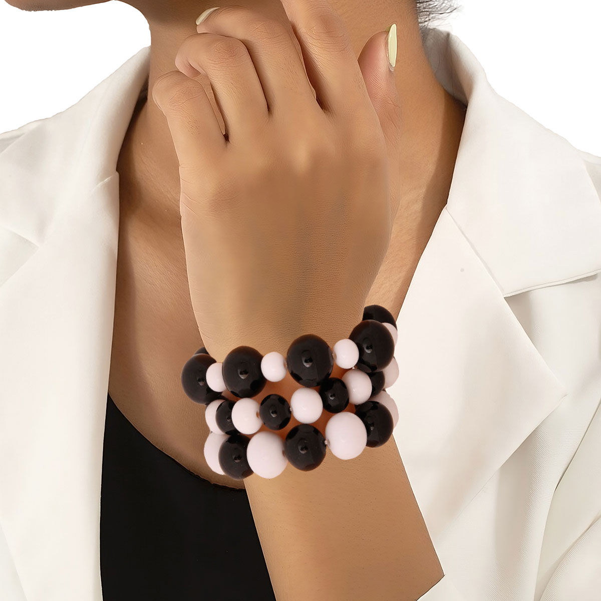 Black and White Pearl 3 Pc Bracelets