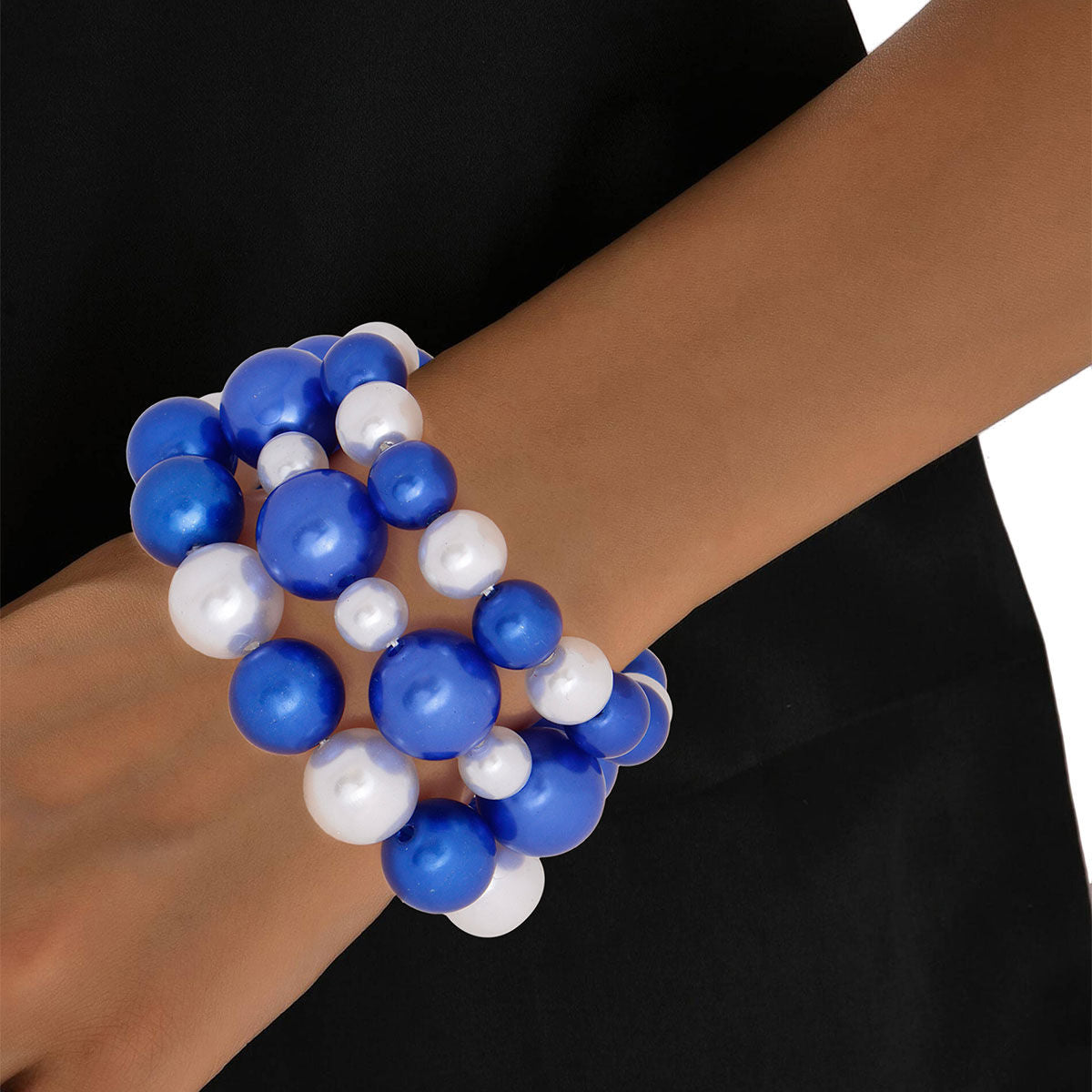 Blue and White Pearl 3 Pcs Bracelets