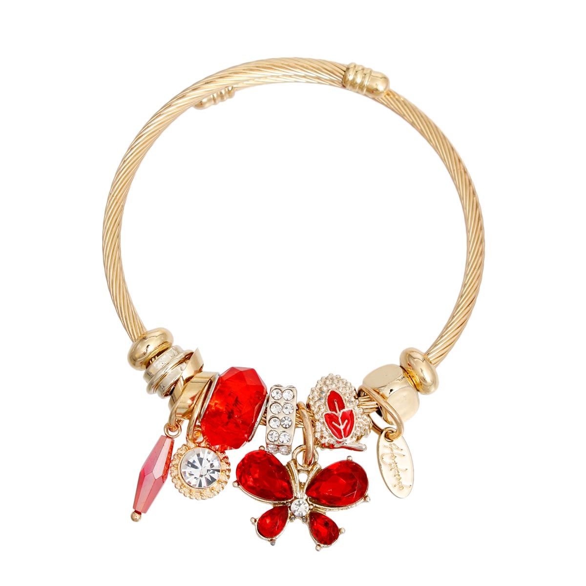Cable Bangle Red Butterfly Gold Bracelet Women