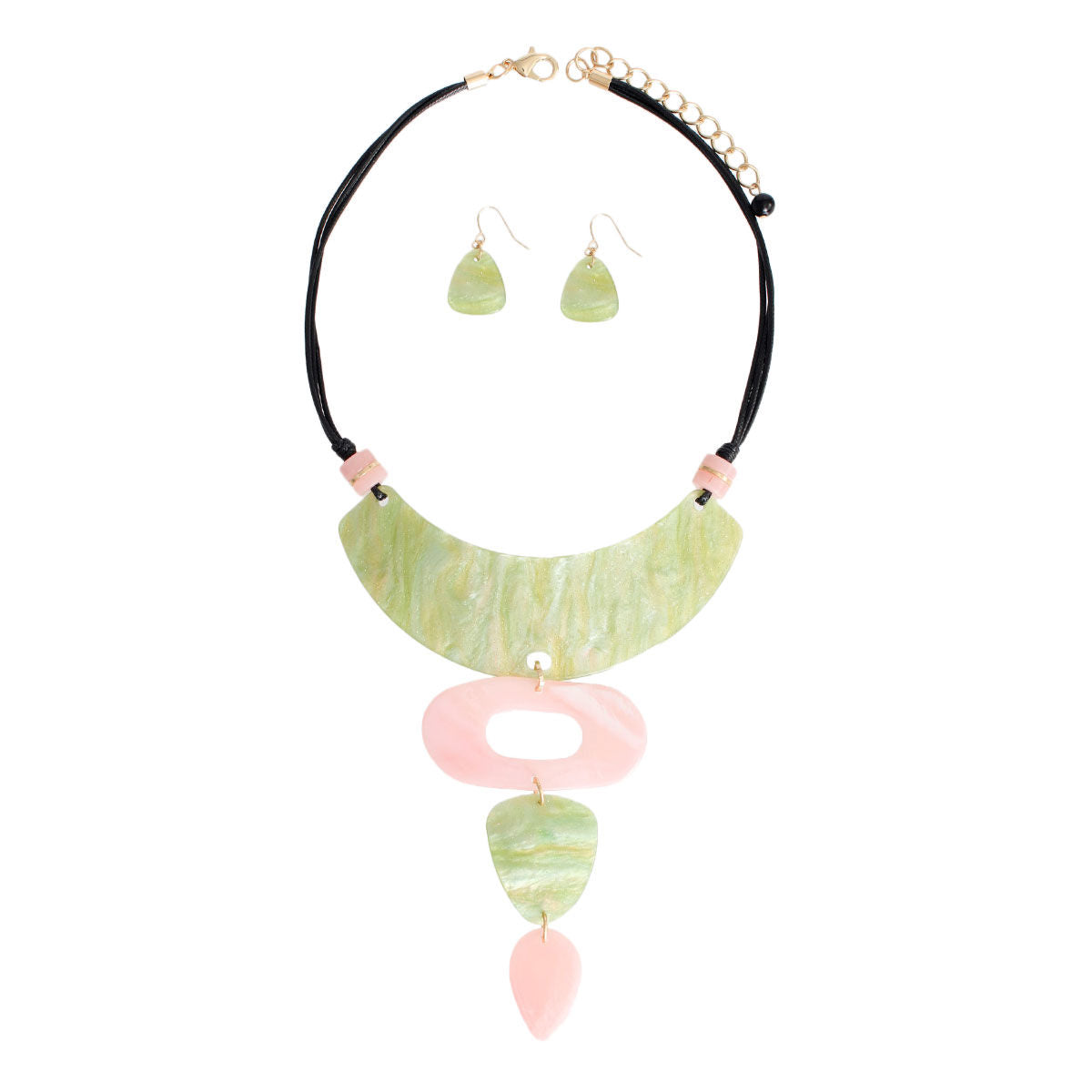 Pink Green Drop Collar Necklace