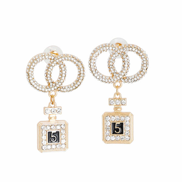 Gold Infinity Perfume Charm Earrings