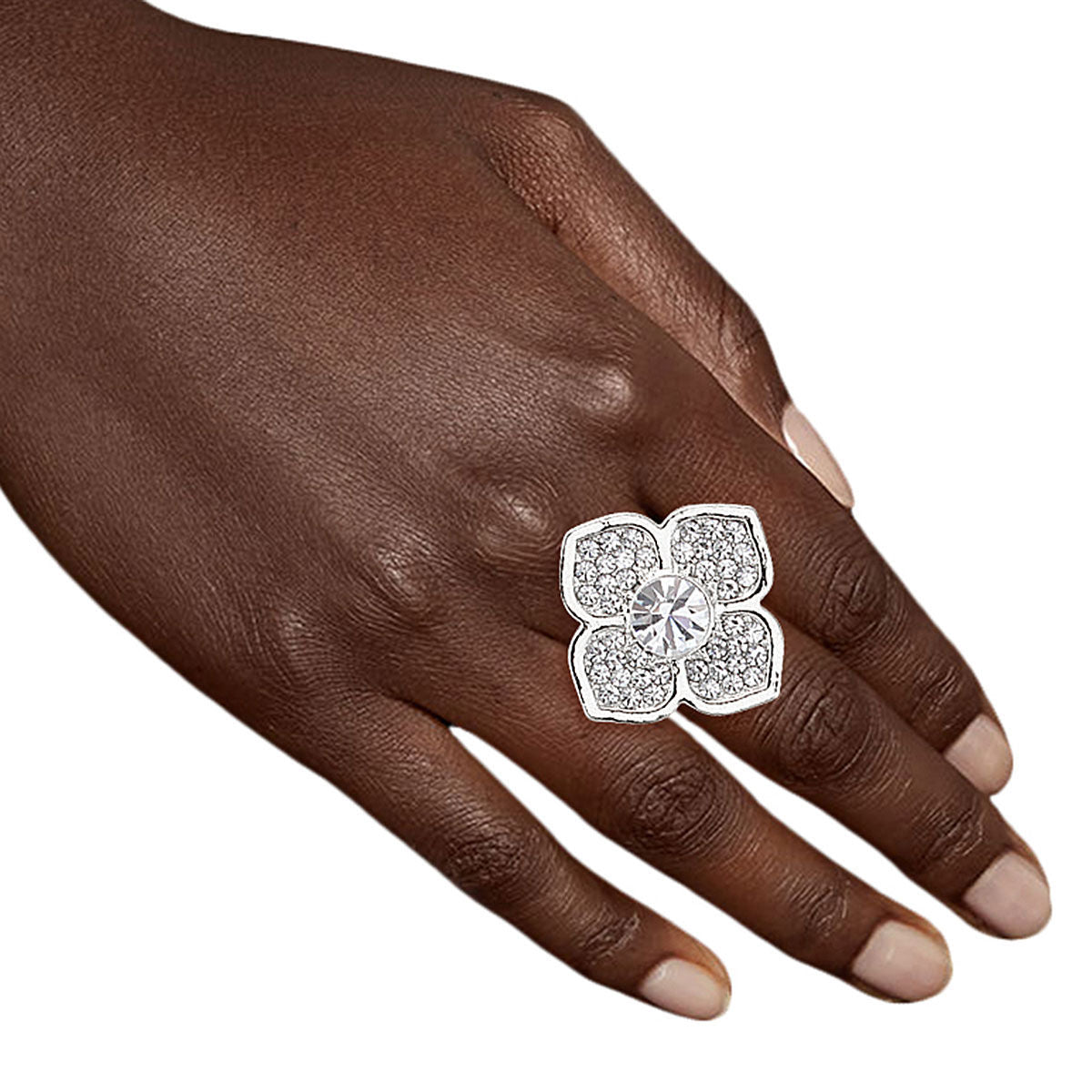 Silver Luxury French Designer Flower Ring