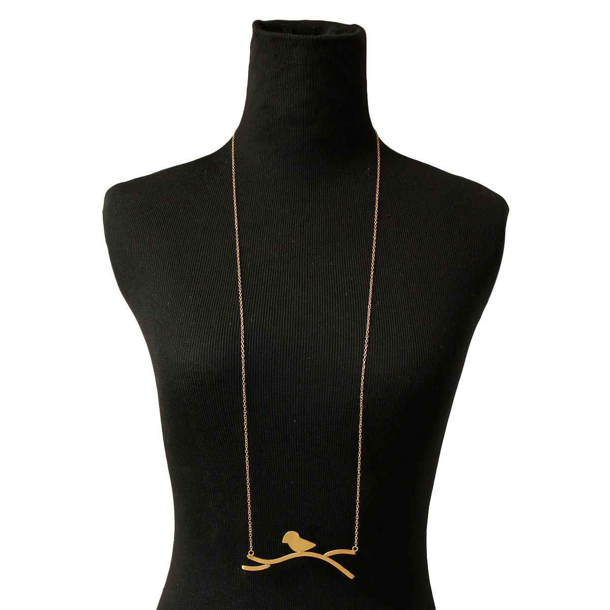 Gold Brass Bird Pendant Necklace
