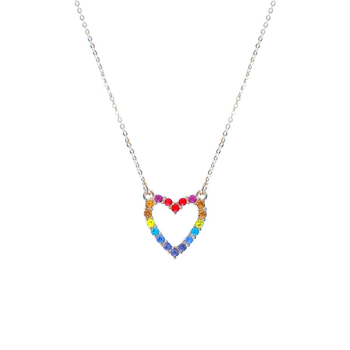 Rainbow Heart Gold Chain Necklace