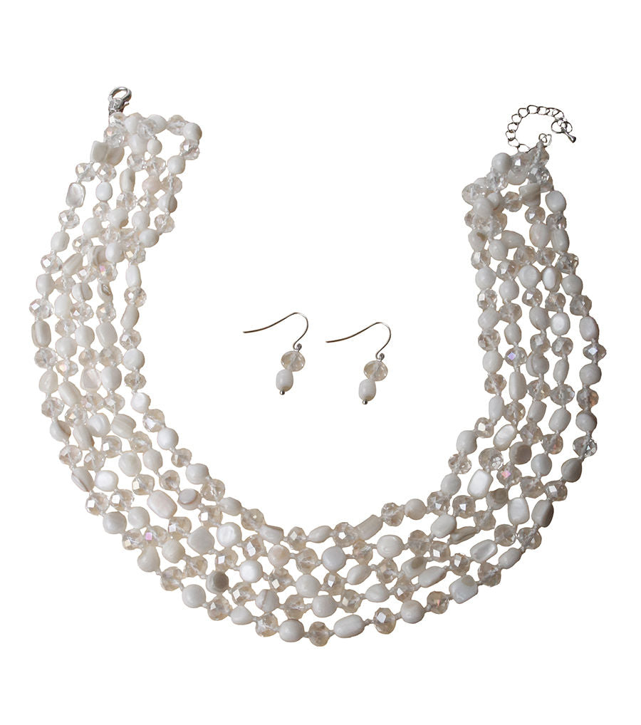 Ivory Bead Layered Necklace Set