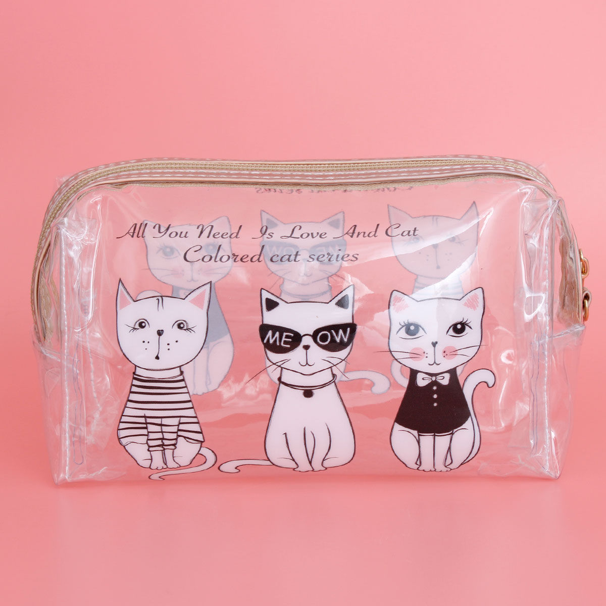 Clear Cat Beauty Pouch