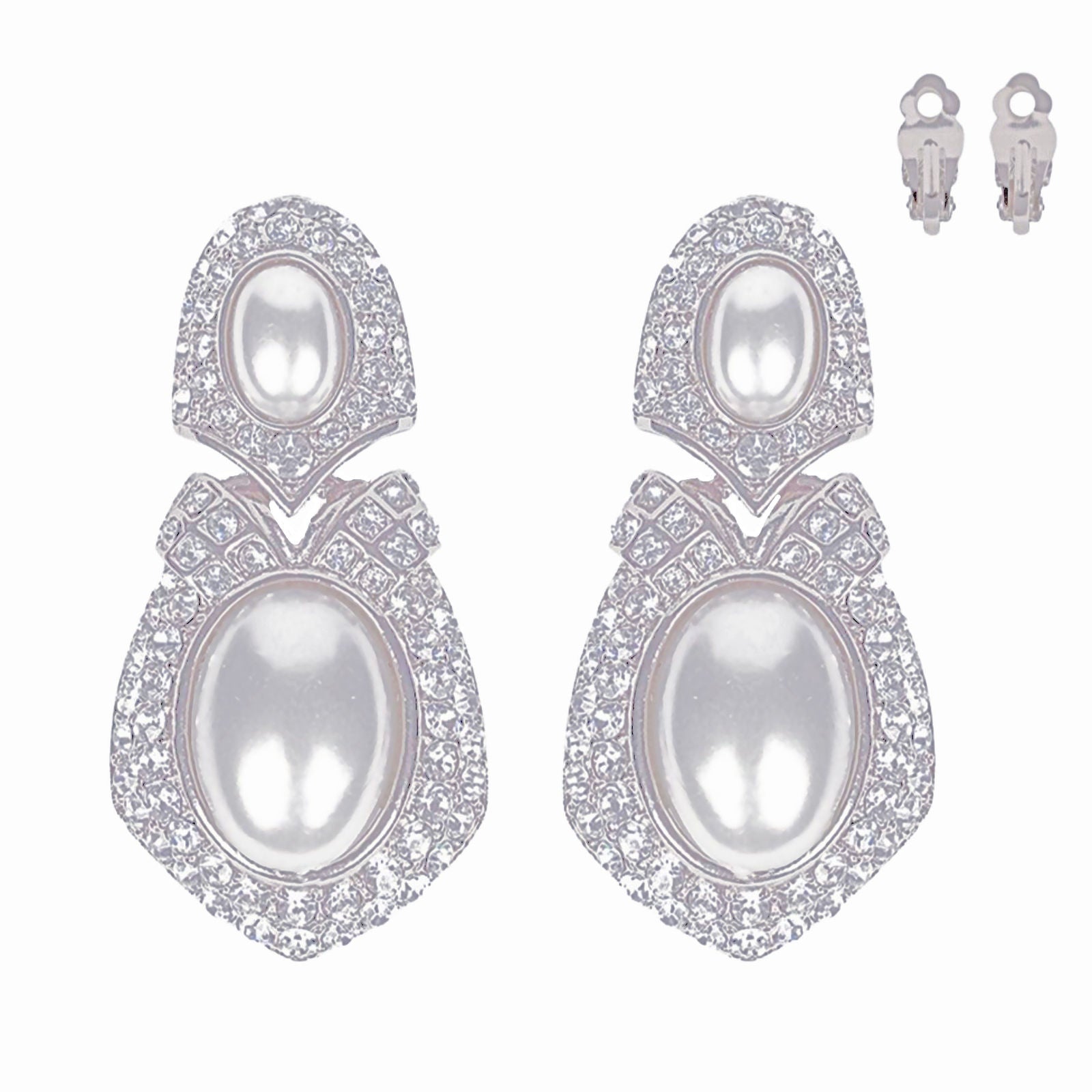 Clip On Silver Elegant Medium Earrings for Women