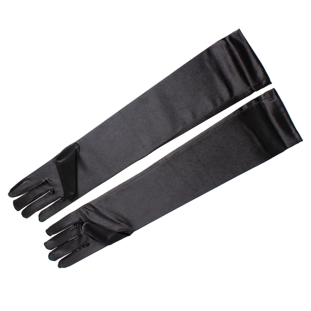 Long Black Satin Gloves