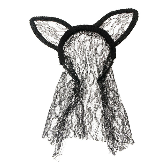 Black Lace Bunny Ears and Veil
