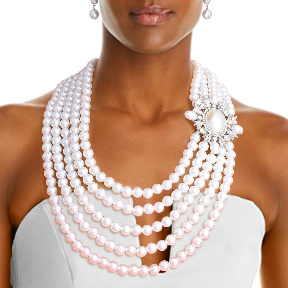 White 5 Strand Vintage Pearl Set
