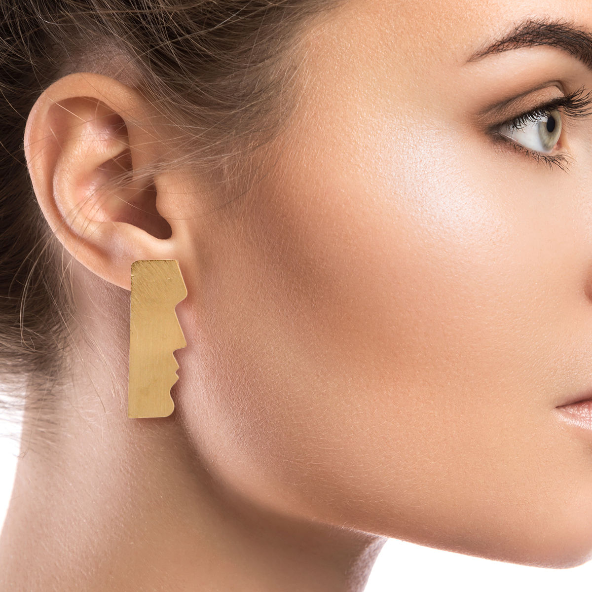 Gold Brass Easter Island Earrings