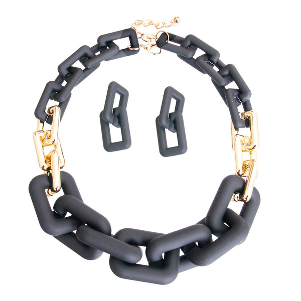 Black Rubber Rectangle Link Chain