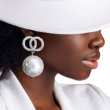 Silver Infinity Stud Jumbo Pearl Earrings
