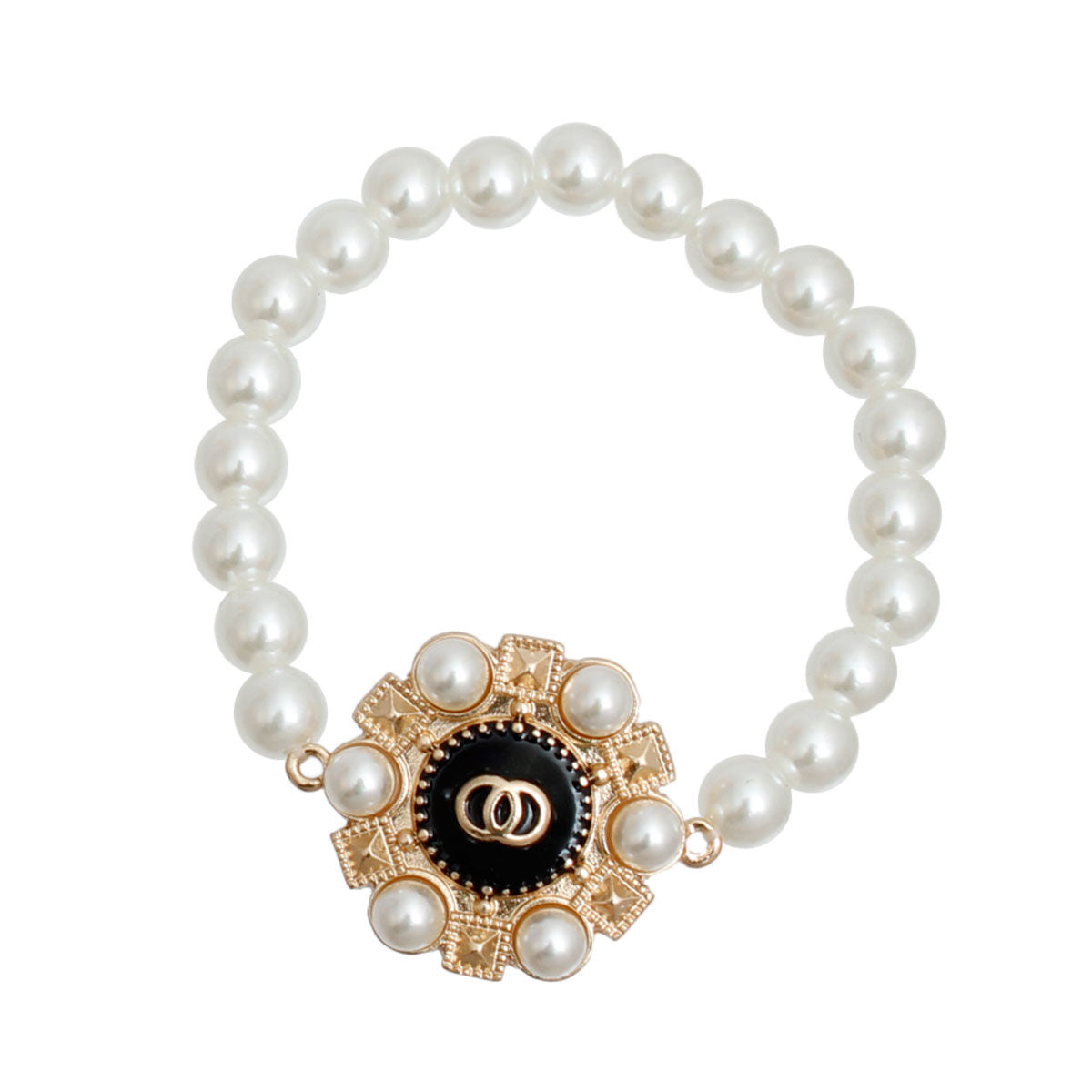 Cream Pearl Studded Infinity Bracelet