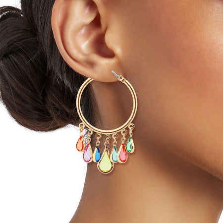 Opal Marbled Oval Eurowire Hoops