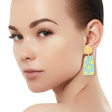 Turquoise Clay Lemon Trapezoid Earrings