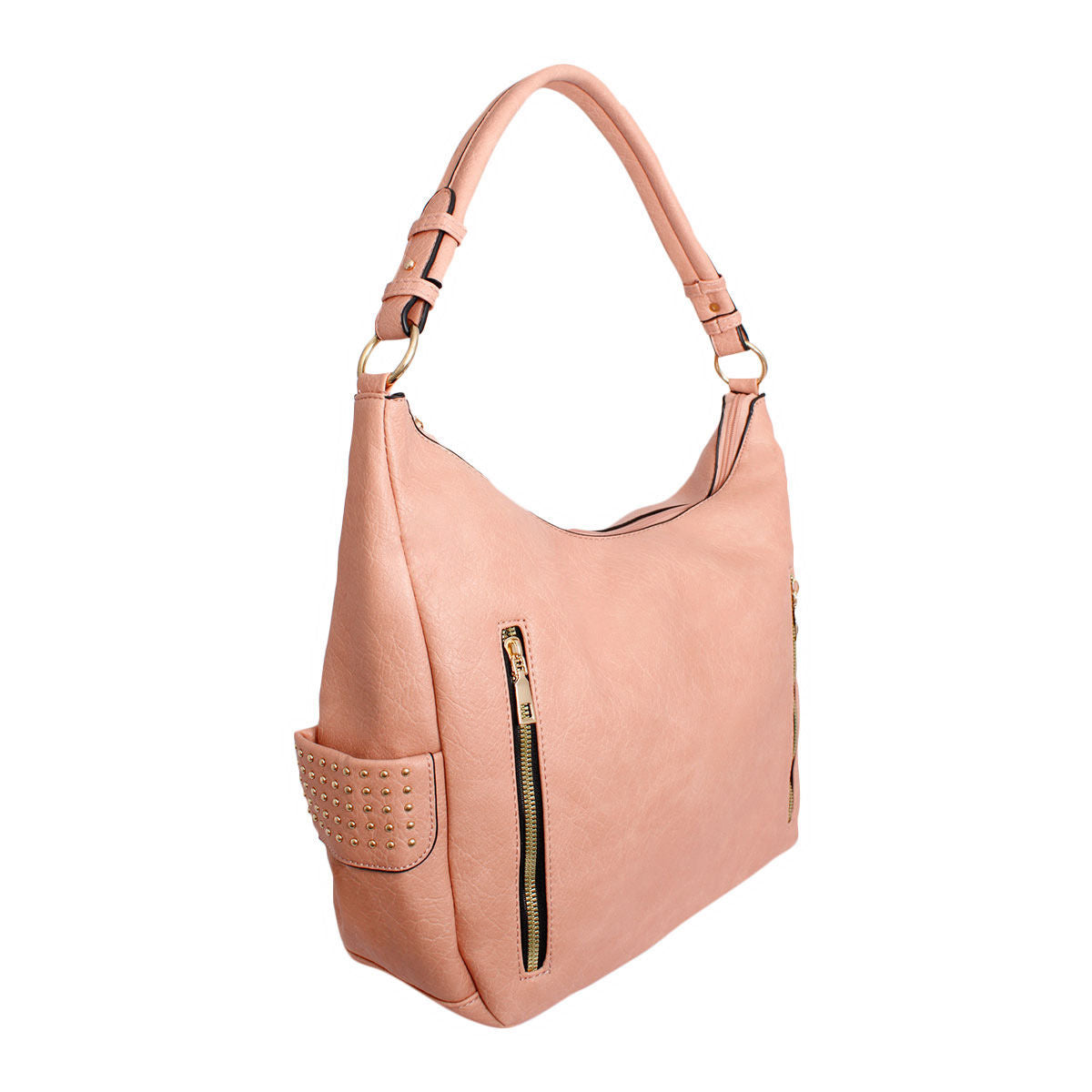 Purse Pink and Gold Stud Hobo Bag for Women