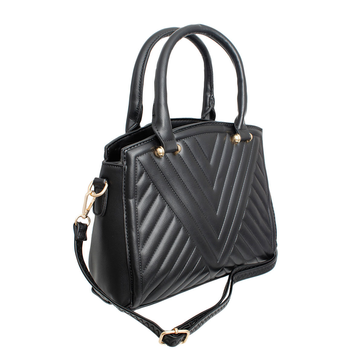 Purse Black Chevron Quilted Set Bag for Women
