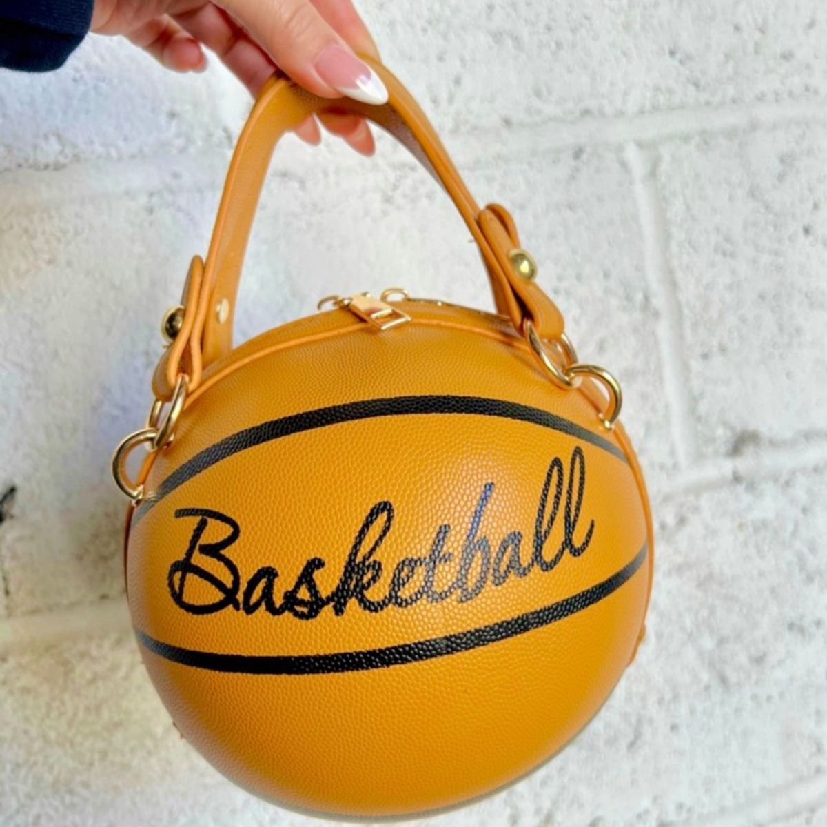 Clutch Mustard Brown Basketball Bag for Women
