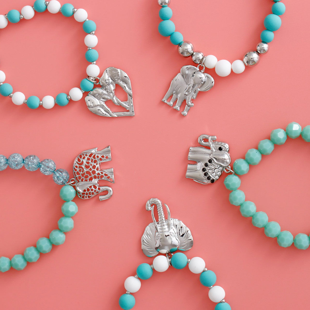 Mixed Turquoise Elephant Bracelets