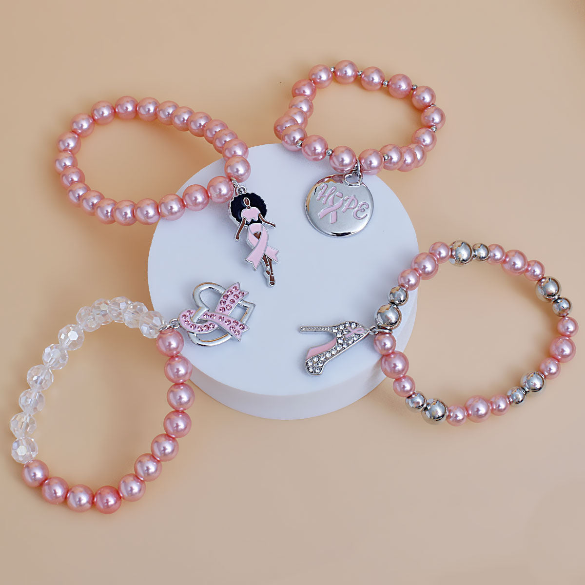 Light Pink Pearl Cancer Bracelets