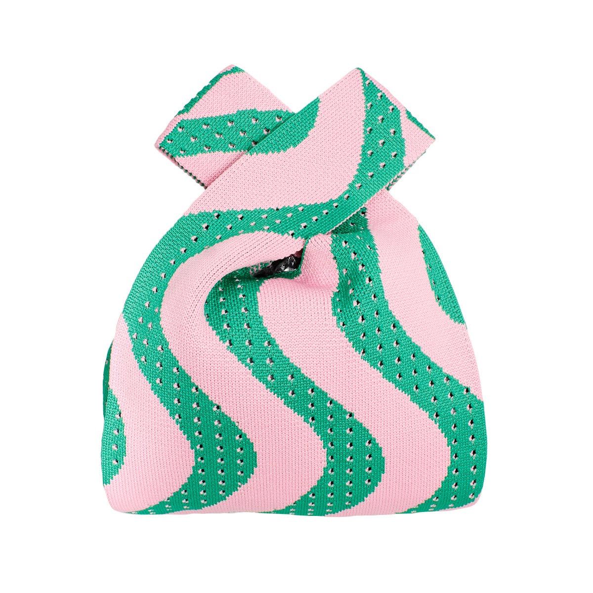 Purse Pink Green Wavy Handbag for Women