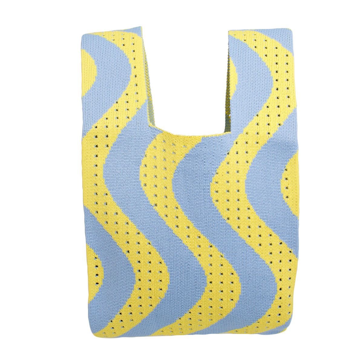 Purse Yellow Blue Wavy Handbag for Women