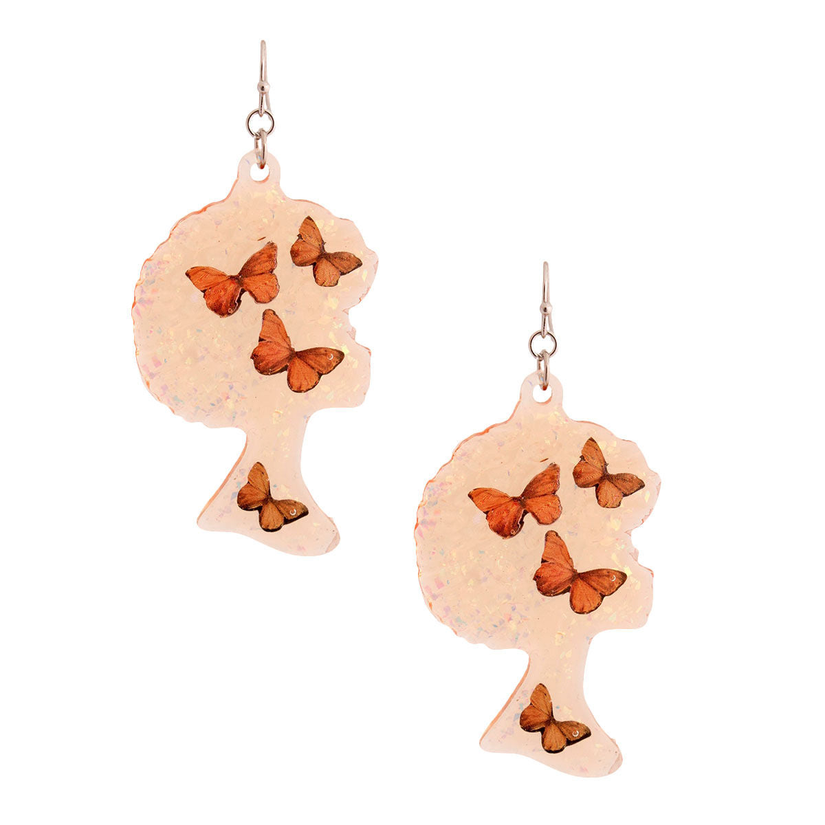 Orange Afro Butterfly Earrings
