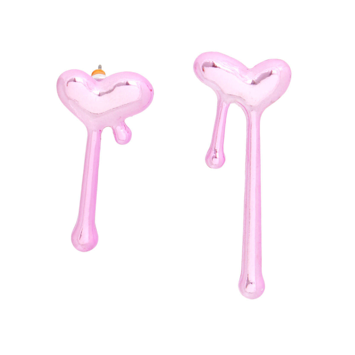 Stud Pink Small Dripping Heart Earrings for Women