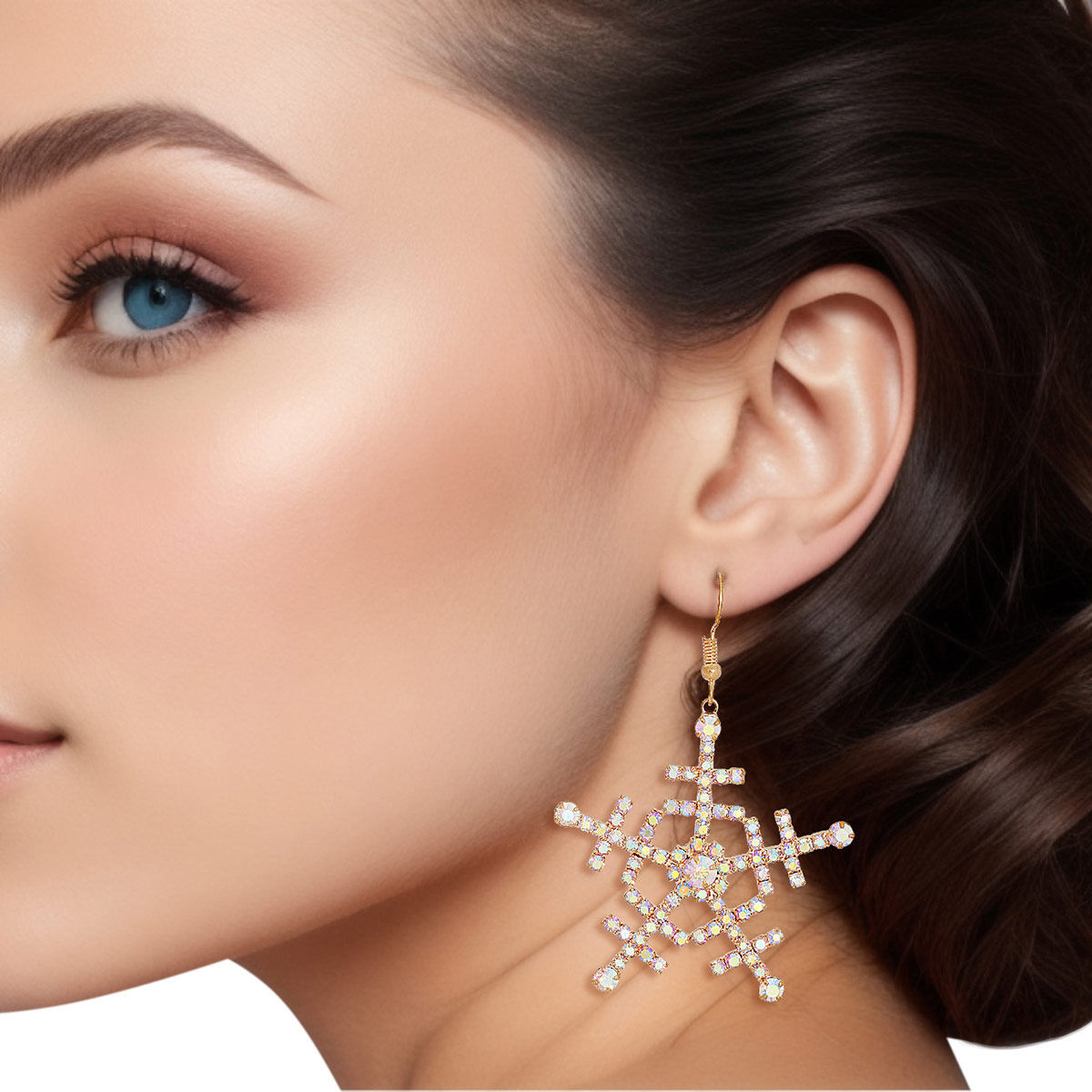 Dangle Gold Medium Snowflake Earrings for Women