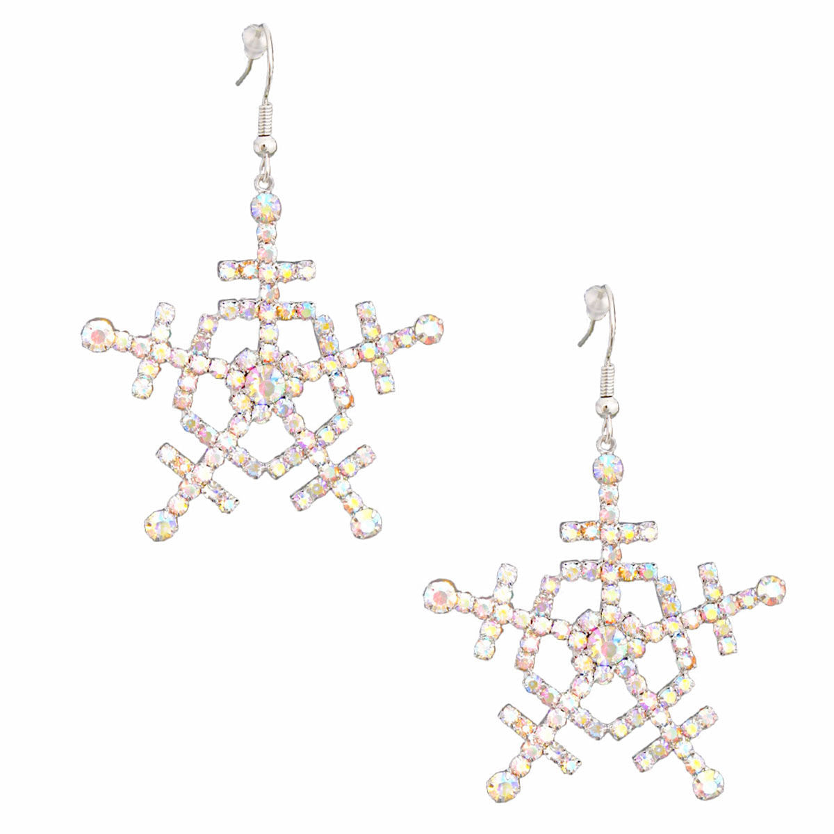 Dangle Silver Medium Snowflake Earrings for Women